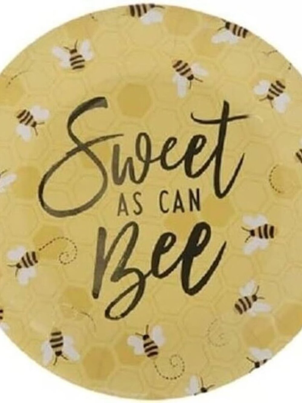 Large Bumble Bee Plates Honeycomb Baby Shower Party Supplies 10 Count